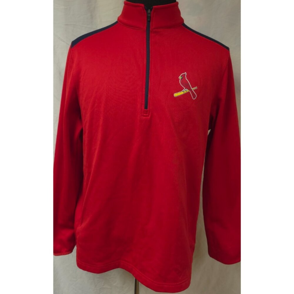 MLB St. Louis Cardinals Mens Large Red Quarter Zip Logo Pullover Shirt Jacket